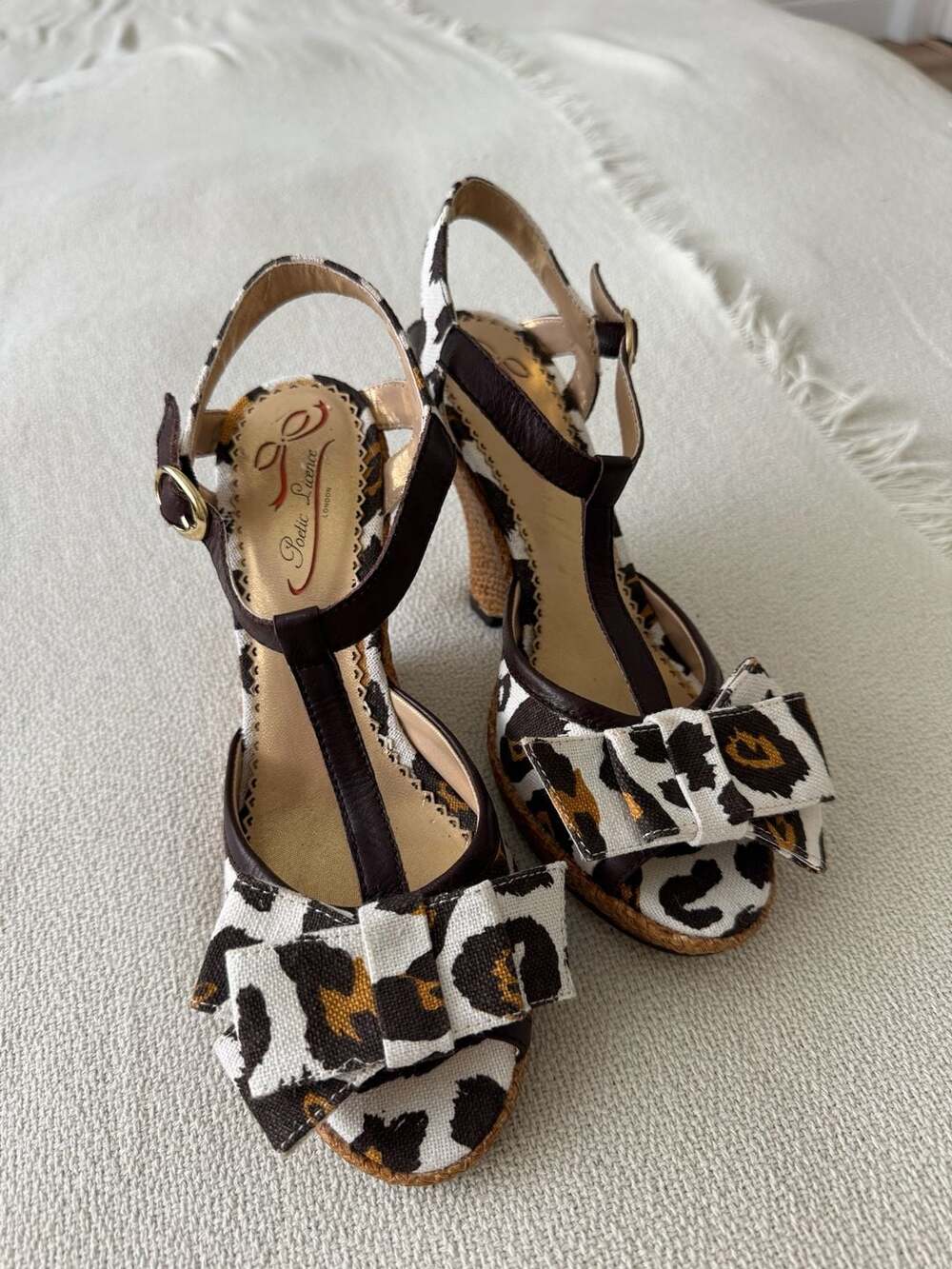 Poetic Licence Behave Yourself Animal Print Canvas T-Strap Wedge Sandal